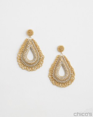 Chico's Beaded Teardrop Earrings Earrings Gold | 172-ADNYZQ