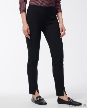 Chico's Bi-Stretch Front Seam Slit Ankle Pants Pants Black | 917-FBLWIU