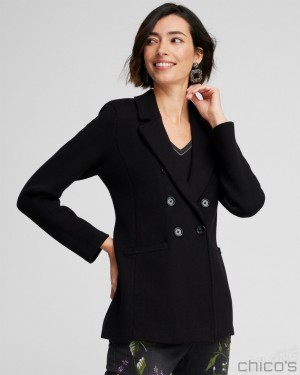 Chico's Black Cardigan Jacket Jackets & Coats Black | 314-LHRQUI