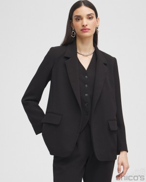 Chico's Black Label Boyfriend Blazer Jackets & Coats Black | 382-AXCFPY