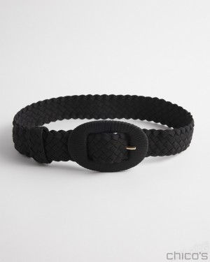 Chico's Braided Stretch Belt Belts Black | 518-BJRGME