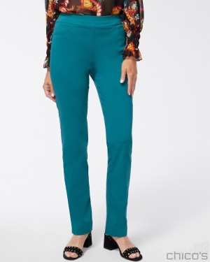 Chico's Brigitte 360 Pants Pants Peacock Teal | 672-QZNWJH