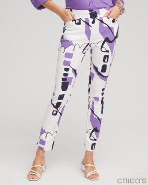 Chico's Brigitte Abstract Ankle Pants Pants Parisian Purple | 671-PVFBMW