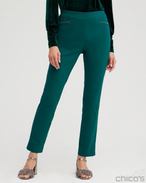 Chico's Brigitte Beaded Detail Ankle Pants Pants Enchanted Forest | 806-BFTAQZ