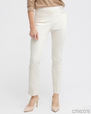 Chico's Brigitte Beaded Detail Ankle Pants Pants English Cream | 923-XMDELK