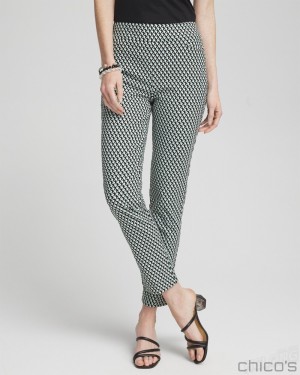 Chico's Brigitte Dot Grid Ankle Pants Pants Black/Alabaster | 283-JDBWOE