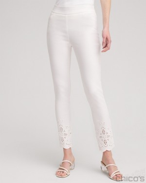 Chico's Brigitte Eyelet Ankle Pants Pants Alabaster | 312-CUNEJO