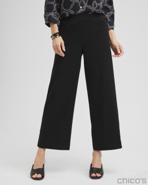 Chico's Brigitte Grommet Wide Leg Pants Pants Black | 506-MAUQIF