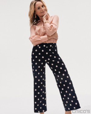 Chico's Brigitte Polka Dot Wide Leg Pants Pants Black | 793-XMIPAT