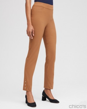 Chico's Brigitte Rivet Ankle Pants Pants Briar Brown | 180-GDCZVM