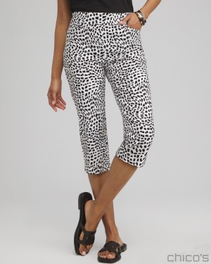 Chico's Brigitte Square Print Capris Pants Alabaster | 936-NFMIRT