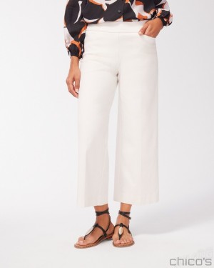 Chico's Brigitte Wide Leg Cropped Pants Pants Sea Salt | 302-KEJHCZ