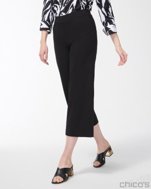 Chico's Brigitte Wide Leg Cropped Pants Pants Black | 463-TAQRXW