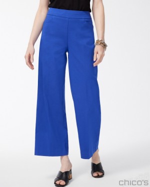 Chico's Brigitte Wide Leg Cropped Pants Pants Blue Grotto | 628-NDHJKE