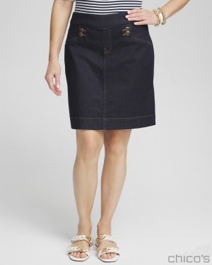 Chico's Button Detail Pull-on Denim Skort Jeans & Denim CRESTONE PEAK RINSE | 943-QGAJPH