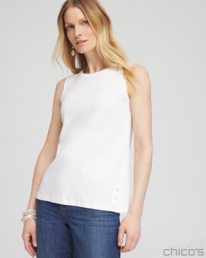 Chico's Button Detail Tank Tees & Tanks Alabaster | 605-RJEKUW