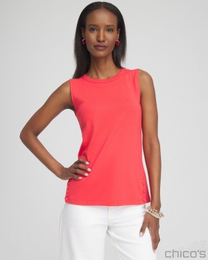 Chico's Button Detail Tank Tees & Tanks Watermelon Punch | 435-KYEQJA