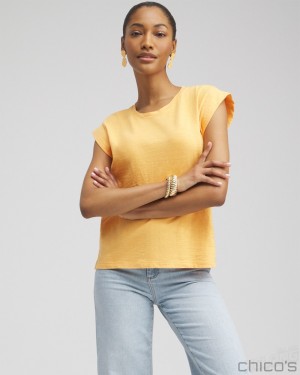 Chico's Cap Sleeve Tee Tees & Tanks Mango Sorbet | 735-LHPFCK