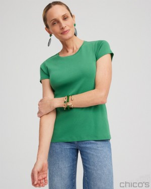 Chico's Cap Sleeve Tee Tees & Tanks Twisted Ivy | 389-QFLUCW