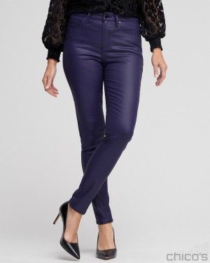 Chico's Coated Slim Jeans Jeans & Denim Cosmic Violet | 710-TAVYUP