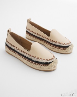 Chico's Crochet Slip On Flats Shoes Nude | 597-UWOSRB