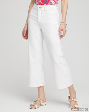 Chico's Cropped Wide Leg Jeans Jeans & Denim Alabaster | 742-HPVALX