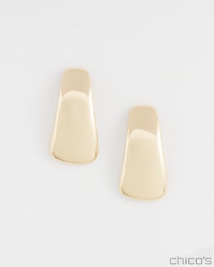 Chico's Curved Gold Tone Earrings Earrings Gold | 634-XONLCG