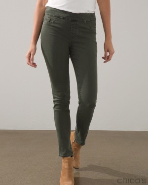 Chico's Denim Pull-On Jeggings Pants Evergreen | 563-ZTISQA