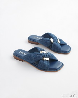 Chico's Denim Sandals Shoes Denim | 572-CVFMDA