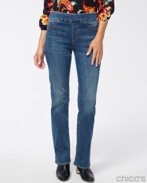 Chico's Denim Slim Pull-On Boot-Cut Jeggings Jeans & Denim Buttercup Indigo | 739-VHCAND