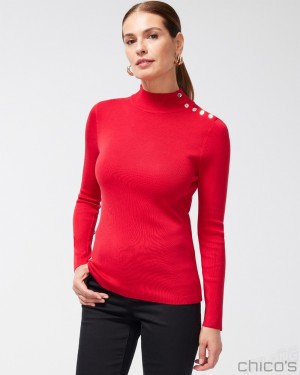 Chico's ECOVERO Mock Neck Sweater Sweaters Wild Poppy | 369-KRQAVU