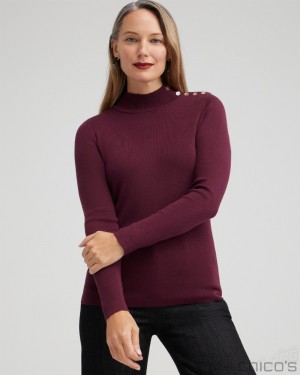 Chico's ECOVERO Mock Neck Sweater Sweaters Deep Merlot | 986-ZXLUSG