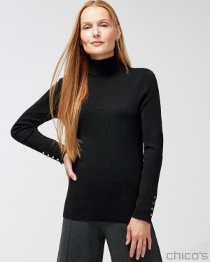 Chico's ECOVERO Turtleneck Sweater Sweaters Black | 258-FPEDYI