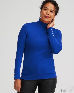 Chico's ECOVERO Turtleneck Sweater Sweaters Cobalt Night | 275-LHDNFP