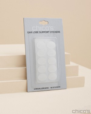 Chico's Ear Lobe Support Stickers Earrings White | 789-HLDBQF