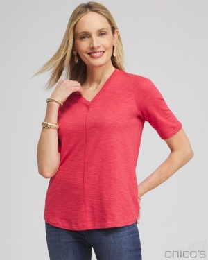 Chico's Elbow Sleeve A-line Tee Tees & Tanks Ginger Rose | 645-KPXHZD