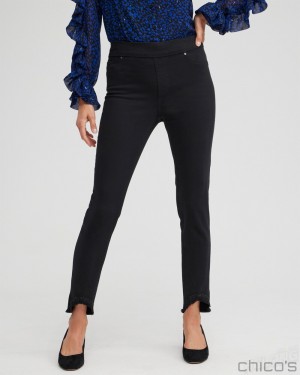 Chico's Embellished Tulip Hem Pull-on Jeggings Jeans & Denim Black | 506-HUTFOV