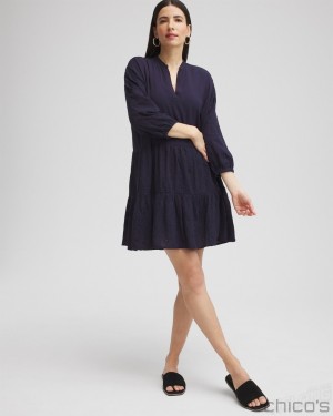 Chico's Embroidered Eyelet Coverup Swim Classic Navy | 650-NPASOX