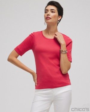 Chico's Everyday Elbow Sleeve Tee Tees & Tanks Ginger Rose | 854-JSAEUF