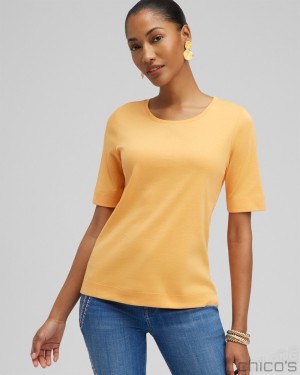 Chico's Everyday Elbow Sleeve Tee Tees & Tanks Mango Sorbet | 985-FZQUSI