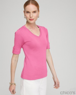 Chico's Everyday V-neck Tee Tees & Tanks DELIGHTFUL PINK | 490-RLCGAY