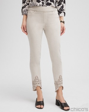 Chico's Eyelet Tulip Hem Pull-on Ankle Jeggings Jeans & Denim Light Smokey | 789-QGDBMC