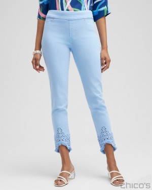 Chico's Eyelet Tulip Hem Pull-on Ankle Jeggings Jeans & Denim Grand Air | 893-GEMWHZ