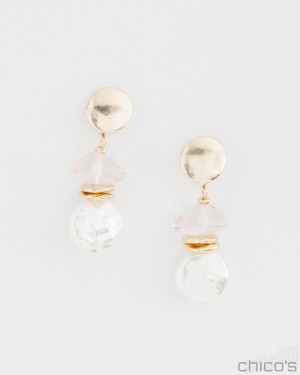 Chico's Faux Pearl Drop Earrings Earrings Gold | 349-OGBCYZ