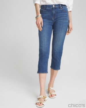 Chico's Girlfriend 21" Capris Jeans & Denim Blue Springs Indigo | 163-VFWTKJ