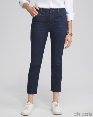 Chico's Girlfriend Cropped Jeans Jeans & Denim Rainier Indigo | 392-WMGPRA