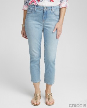 Chico's Girlfriend Cropped Jeans Jeans & Denim Cerulean Indigo | 374-SVTWGL