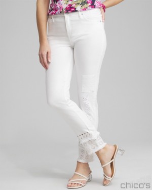 Chico's Girlfriend Double Fray Ankle Jeans Jeans & Denim Alabaster | 813-WBYEXP