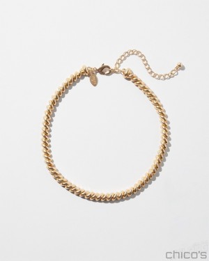 Chico's Gold Tone Collar Necklace Necklaces Gold | 925-YNSXTQ