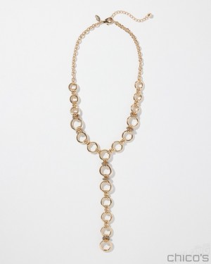 Chico's Gold Tone Links Y-necklace Necklaces Gold | 720-KMIQHL